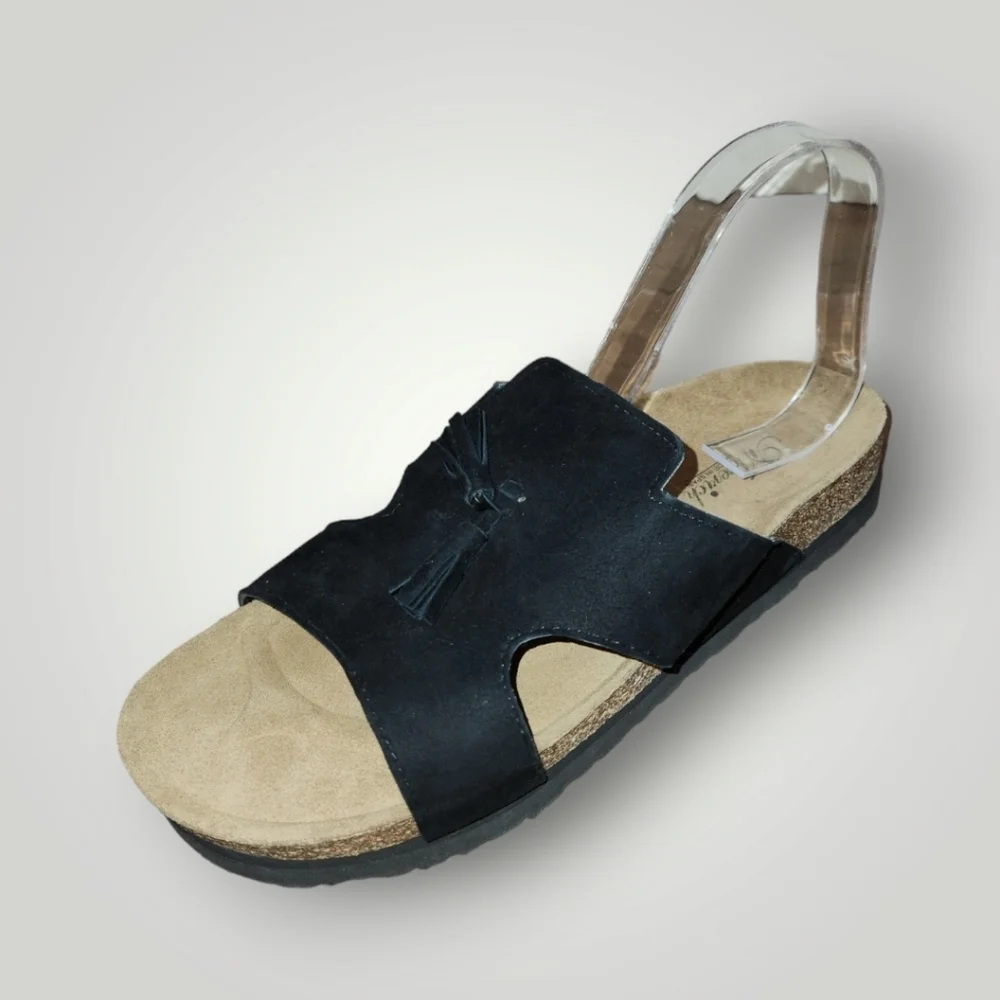Nicerich Birkenstock black suede slide sandals size 42 8